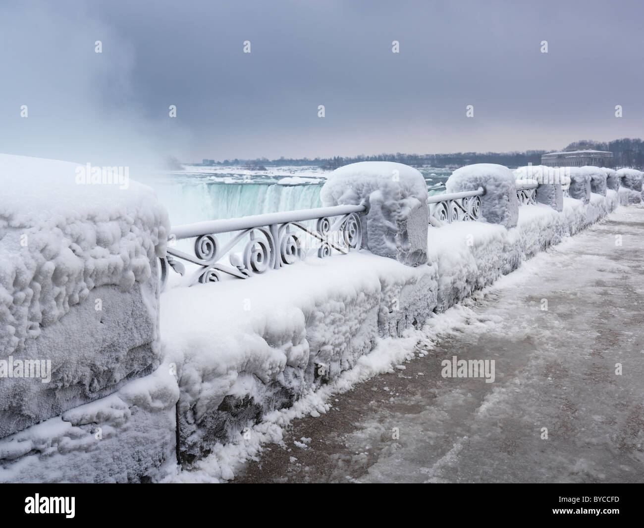 Niagara Falls Horseshoe waterfall wintertime scenic. Ontario, Canada. Stock Photo