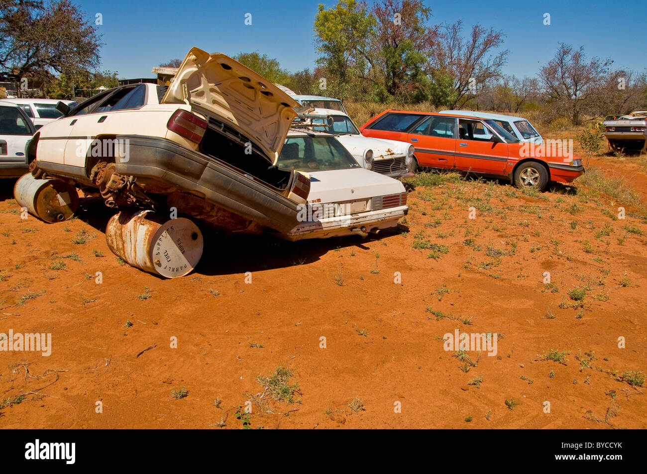 Wreck Cars in the outback australia, northern territory Stock Photo