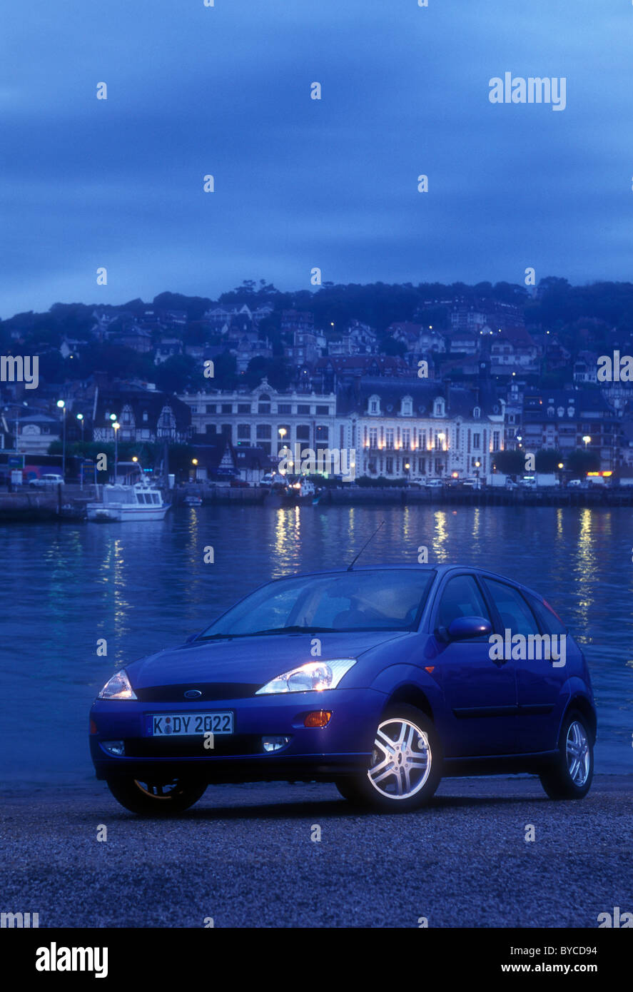 1998 Ford Focus on harbour at Deauville France Stock Photo