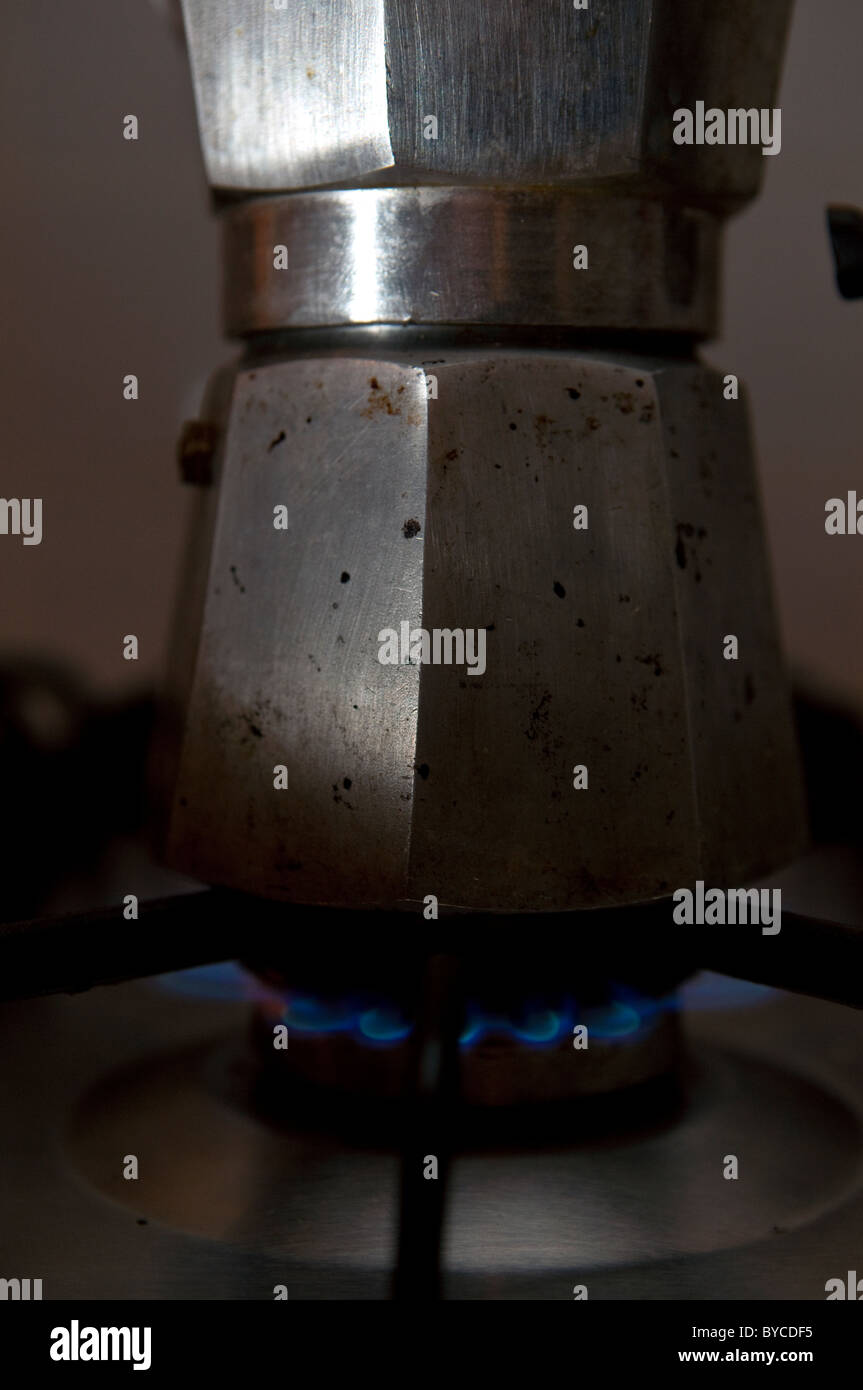 Espresso Coffee Maker on stove Stock Photo Alamy