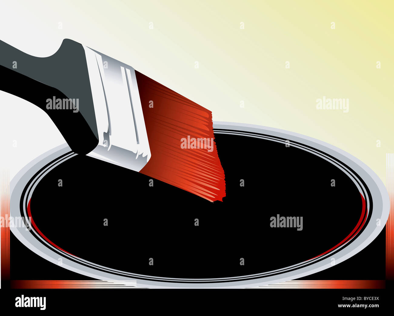 Illustration of paint brush and opened paint container Stock Photo Alamy