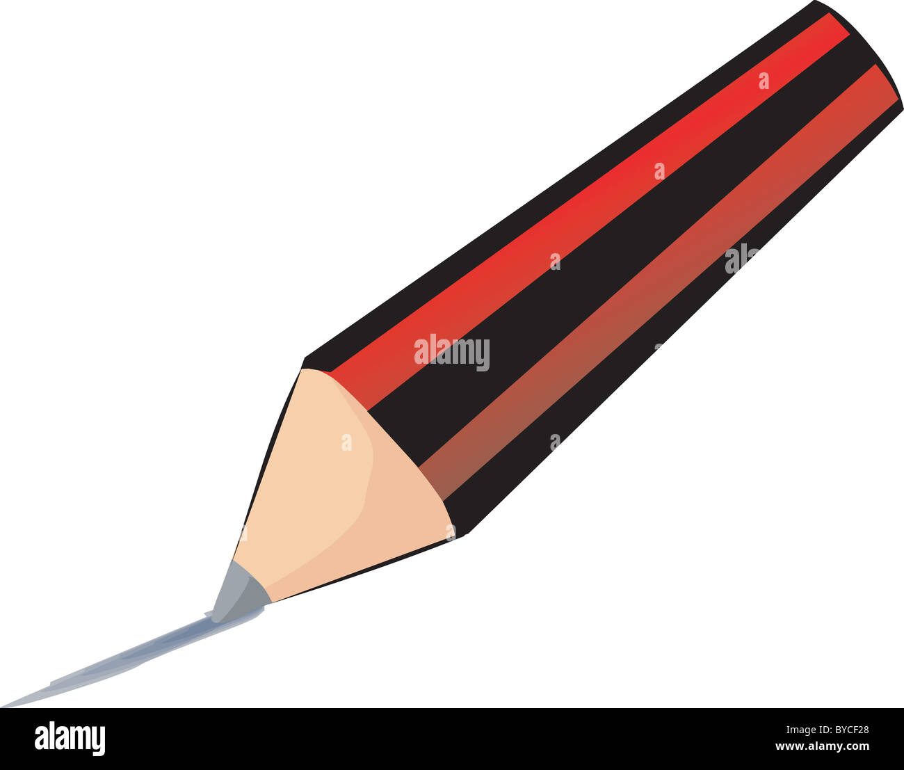 Illustration of arid and black stripe coloured pencil drawing a line Stock Photo