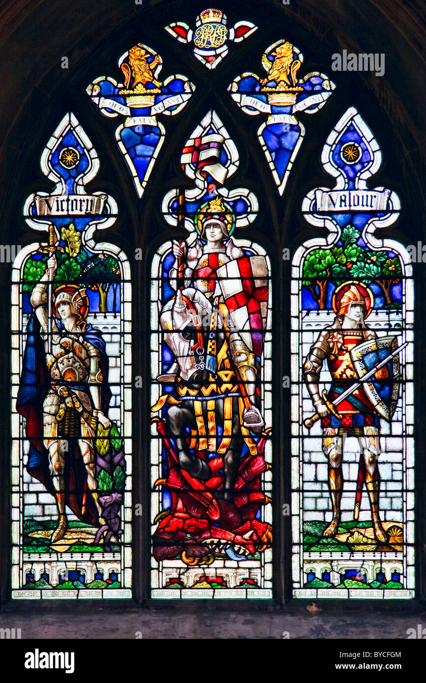 Stained glass window Norwich Cathedral Stock Photo Alamy
