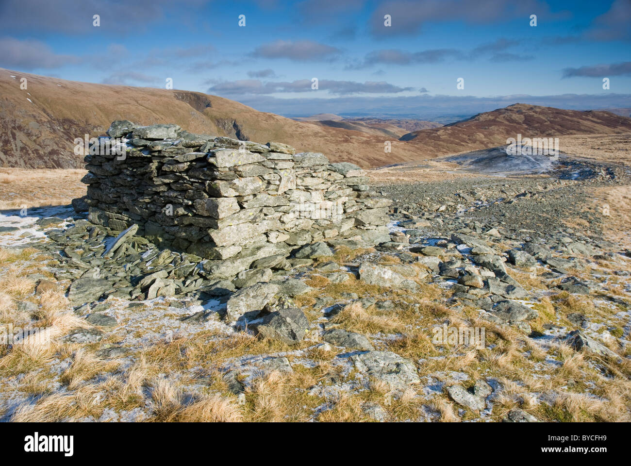 The remains of The Chimney on the Lake District fell of Raise, Cumbria Stock Photo