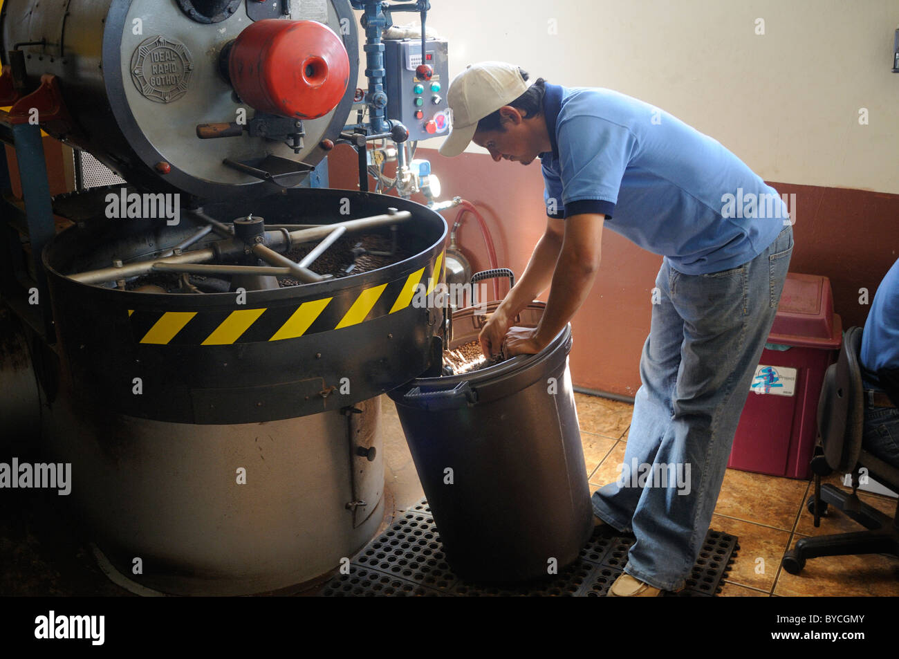 Coffee roasting in a coffee plantation open for tourists Stock Photo