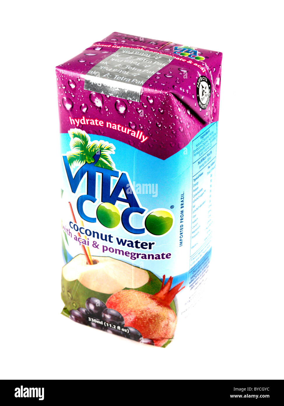 Coconut water carton drink pack acci pomegranate flavoured hires stock