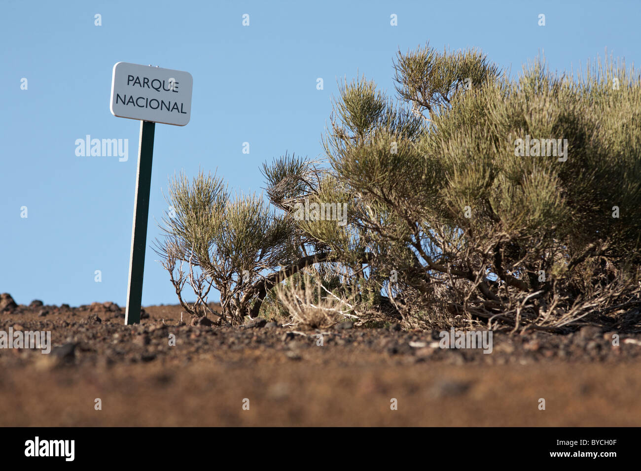 parque nacional national park sign el teide Tenerife Canary Islands Spain Stock Photo