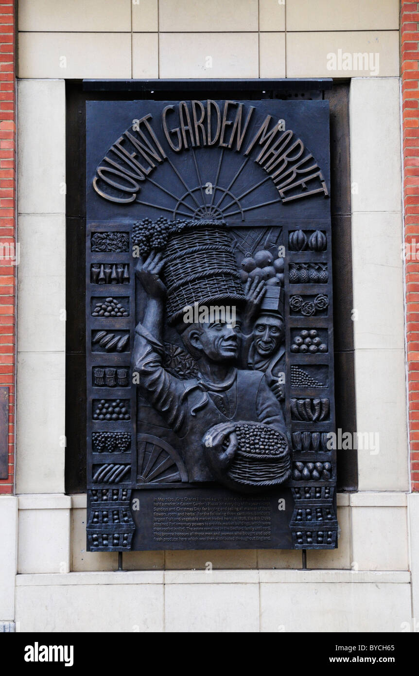 Covent Garden Market wall plaque, London, England, UK Stock Photo