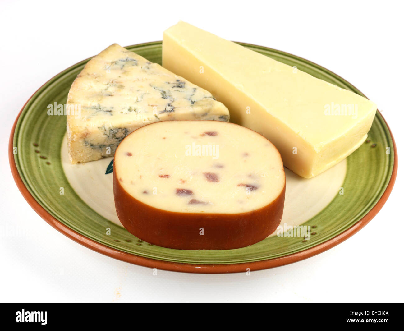 Selection of Dessert Cheeses Served On A Plate Including Cheddar Cheese