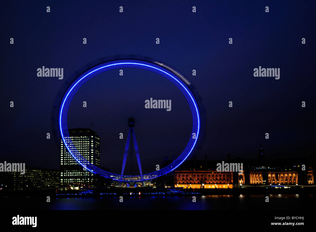 The London Eye at Night, London, England, UK Stock Photo