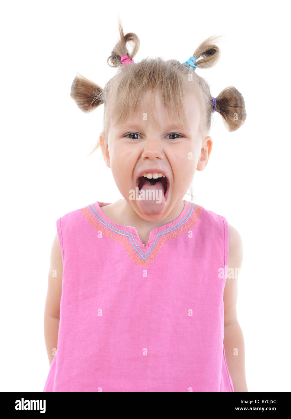 Funny girl in pink Stock Photo Alamy