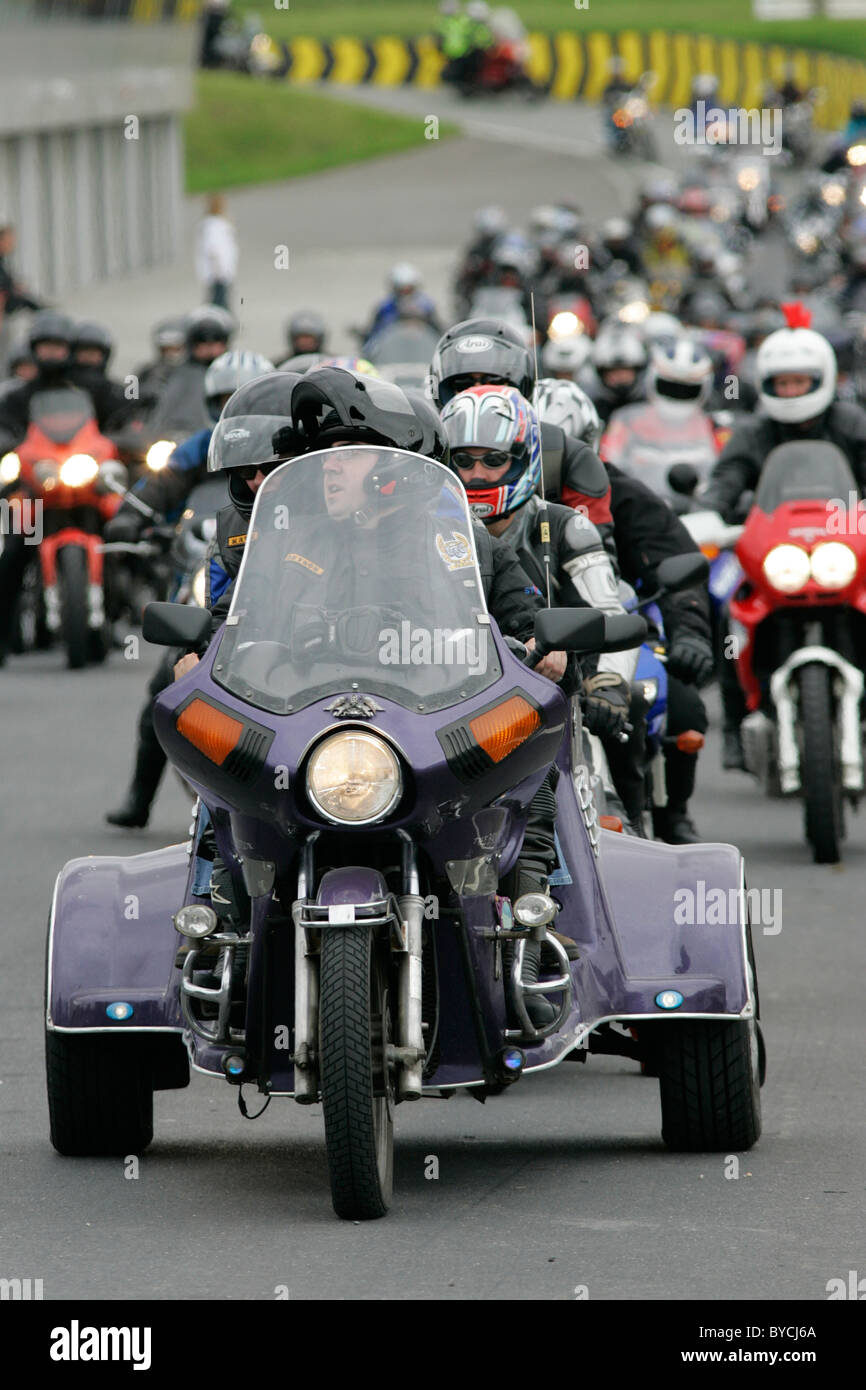 riders on a trike motorcycle rally dublin republic of ireland Stock Photo