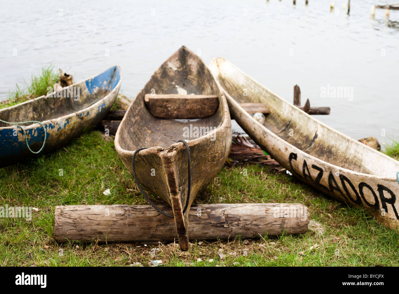Traditional wooden canoes in Panama Stock Photo Alamy