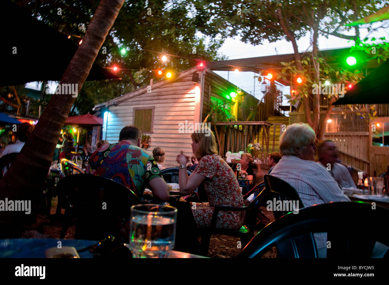 Evening at the Blue Heaven restaurant on 729 Thomas Street Key West Florida Stock Photo