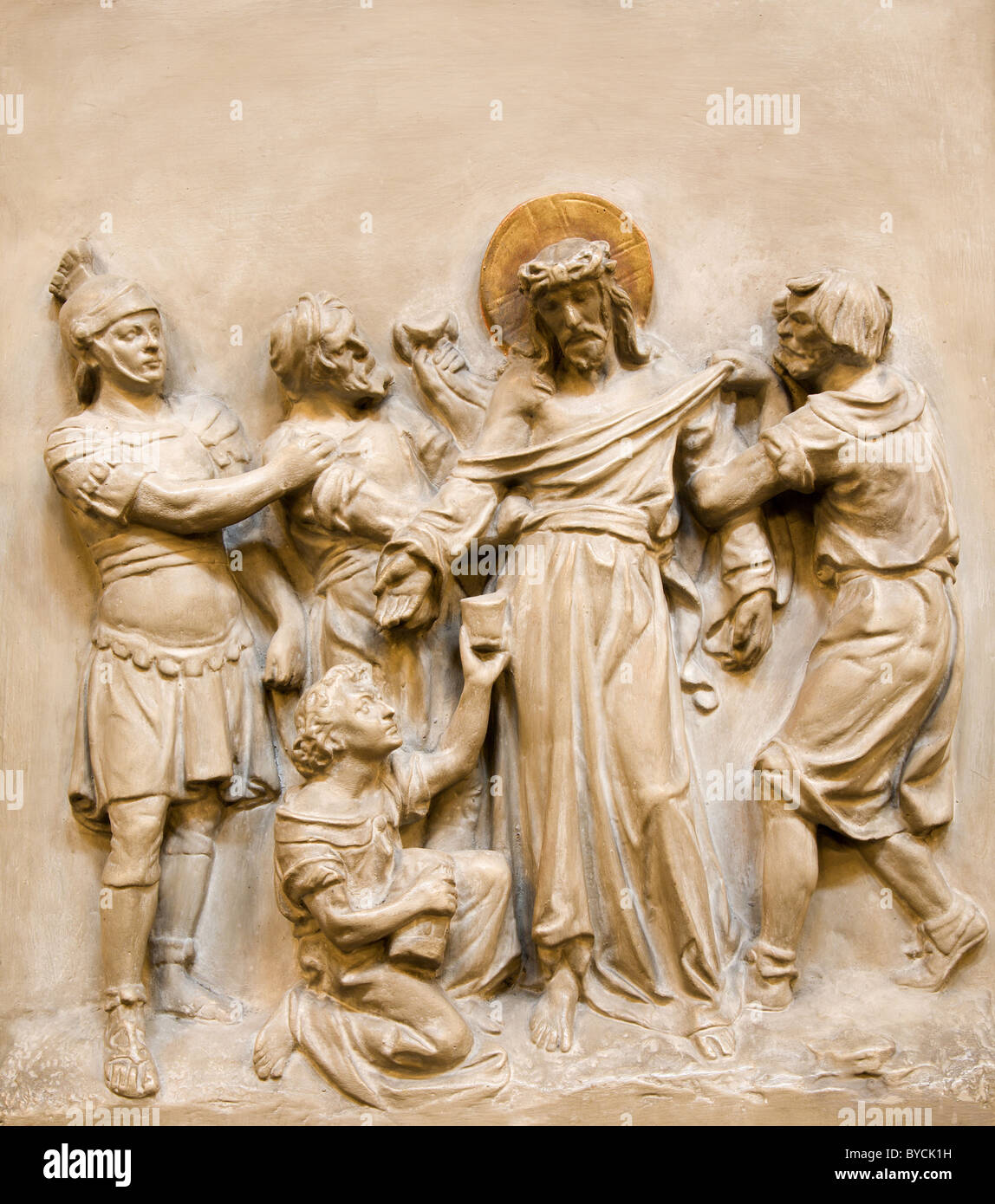 Jesus Christ for the Crucification - relief from Vienna Dominicans church Stock Photo