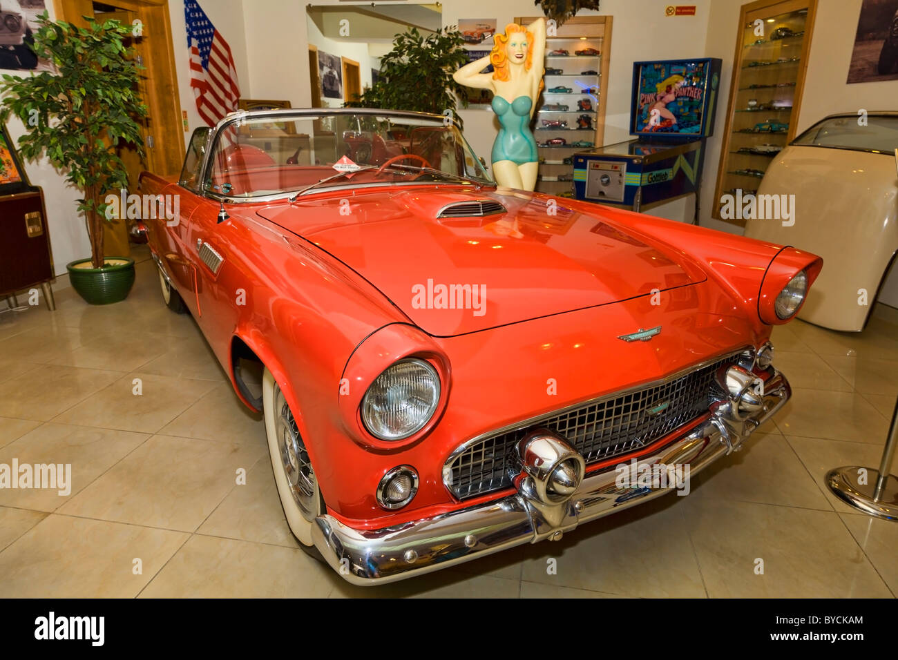 1955 Ford Thunderbird on display at the Classic Car Museum, Qwara, Malta. Stock Photo
