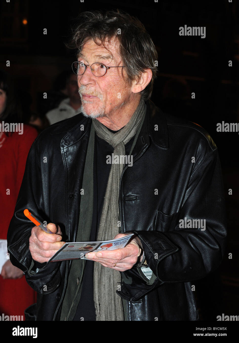 Special premier of the new film Brighton Rock at Brighton's Duke of York's cinema - One of the stars John Hurt signs autographs Stock Photo