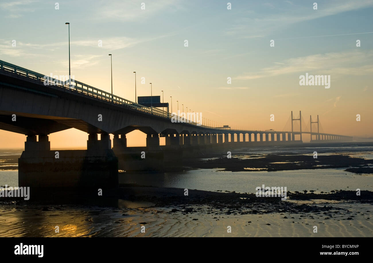 Second Severn Crossing over the River Severn Bristol bridging England to Wales Stock Photo