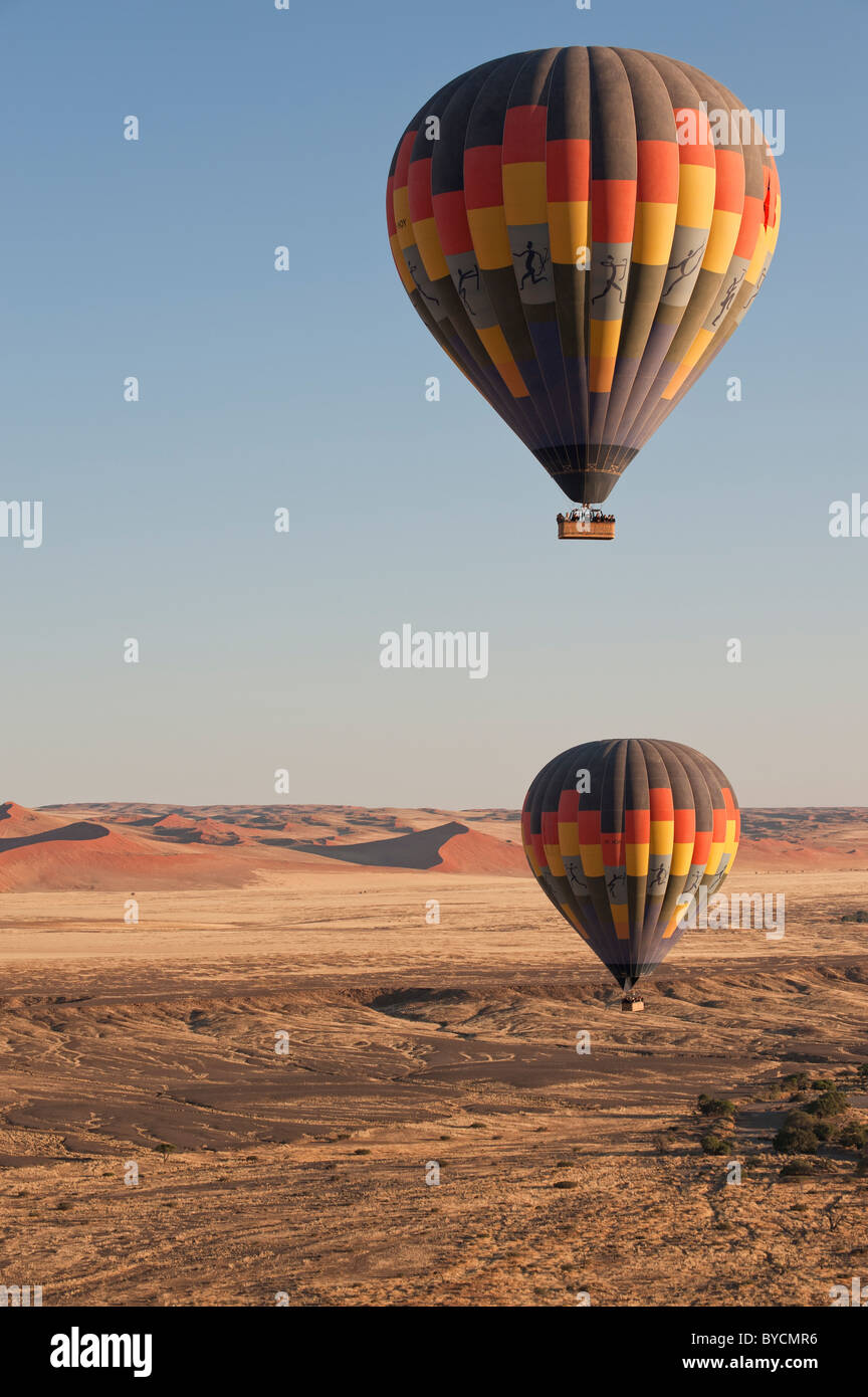 Hot air balloon flight above the Namib-Naukluft Park, central Namibia. Stock Photo