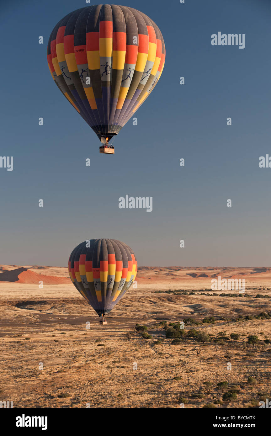 Hot air balloon flight above the Namib-Naukluft Park, central Namibia. Stock Photo
