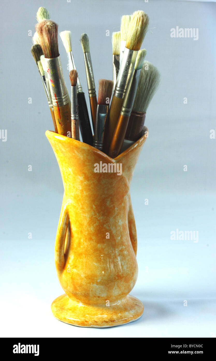 A Ceramic Vase With Sponged Design And In The Shape Of A Tulip
