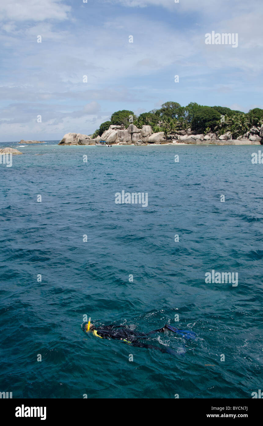 Indian Ocean, Seychelles, Coco Island. Snorkeling along the coast of