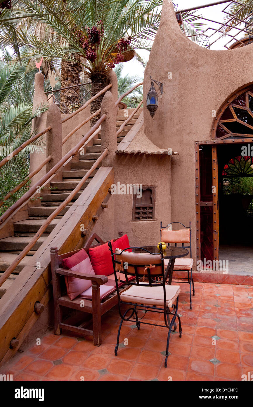 Buildings and architecture in the Hotel Riad Lamane in Zagora, Morocco, North africa. Stock Photo