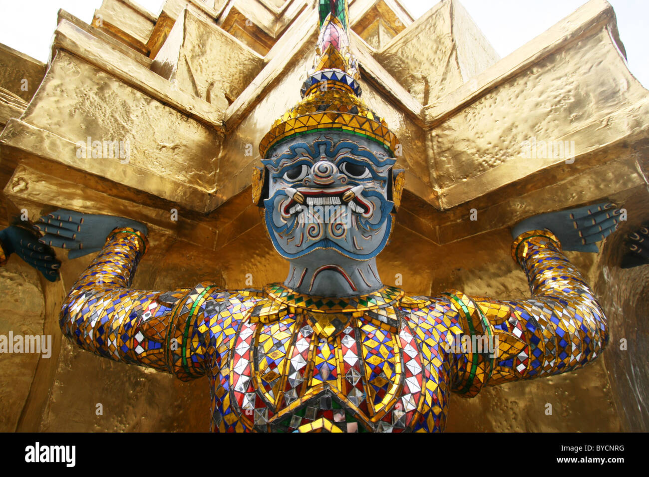 Mythological figure guarding the buddhist temple in the grand palace, Bangkok Stock Photo