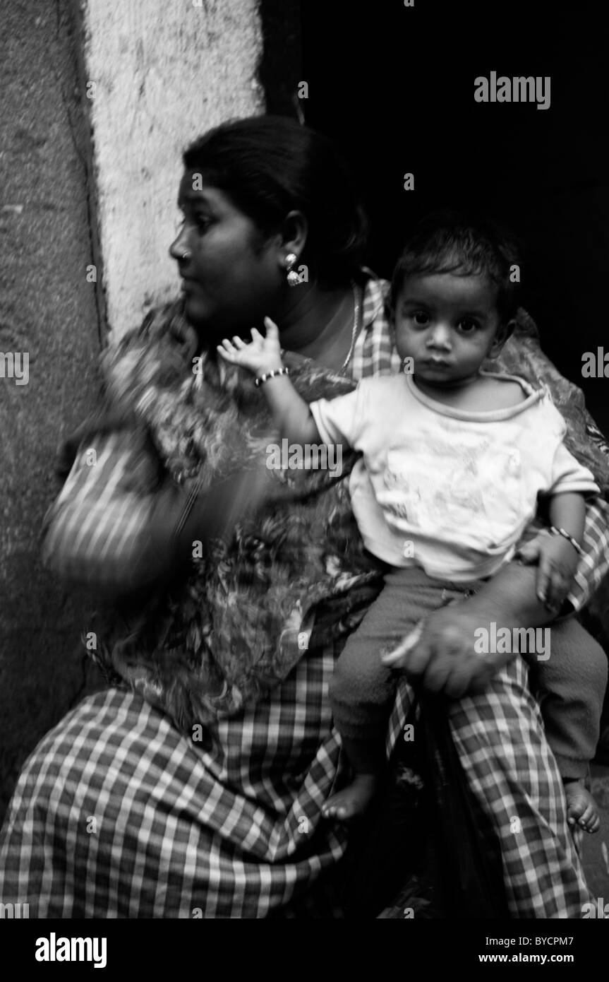 mother and daughter,peoples lives (the nepalis) , to live and die in kathmandu, life in kathmandu ,kathmandu street life, nepal Stock Photo