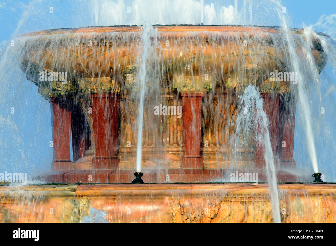 top tier of Buckingham Fountain Chicago, Illinois Stock Photo