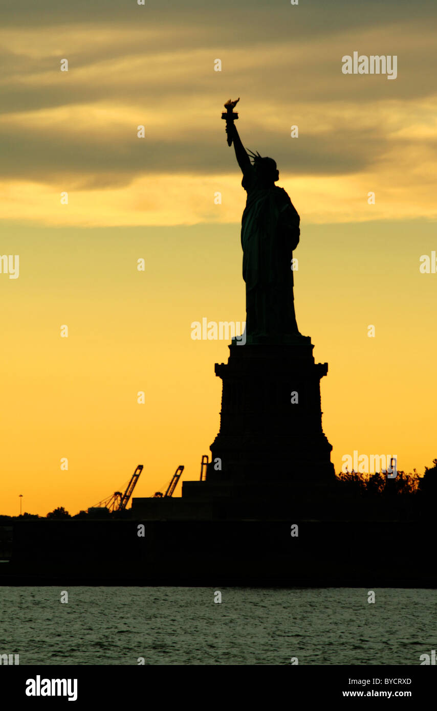 The Statue of Liberty at sunset Stock Photo Alamy