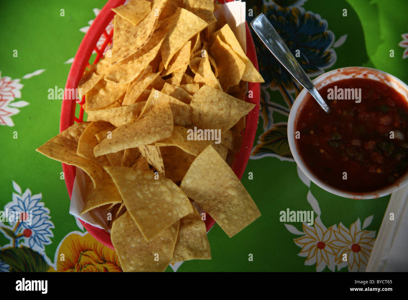 Tortilla chips and salsa and Mexican restaurant Stock Photo Alamy