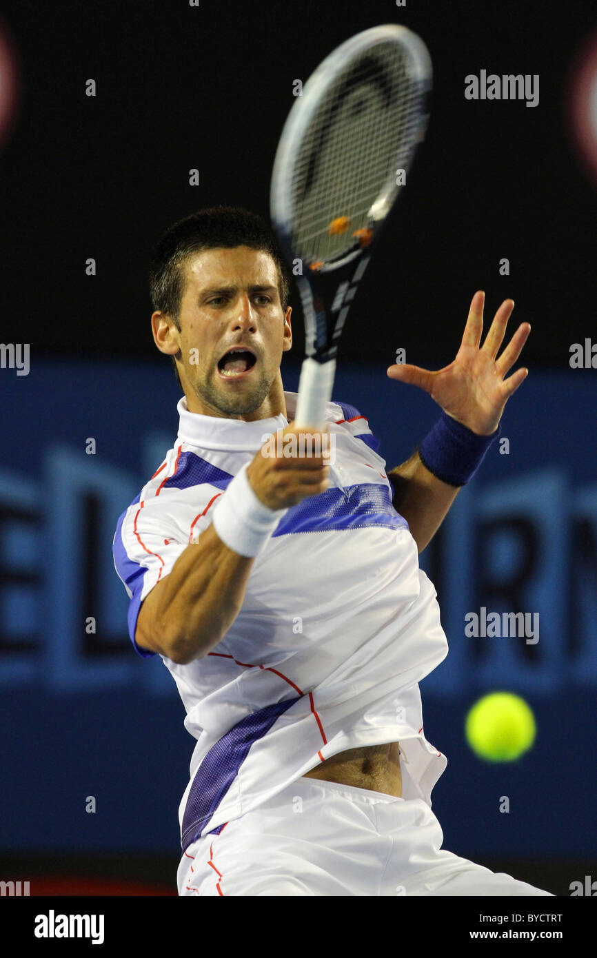 Australian Open Tennis 2011. Melbourne. Sunday 30.1.2011. Mens Singles Final Novak DJOKOVIC (Ser). Stock Photo