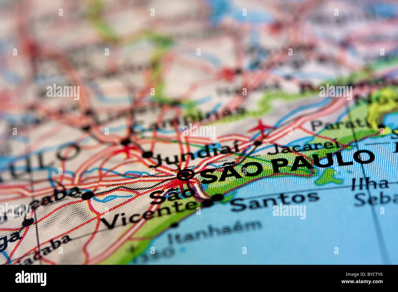Sao Paulo on the map Stock Photo