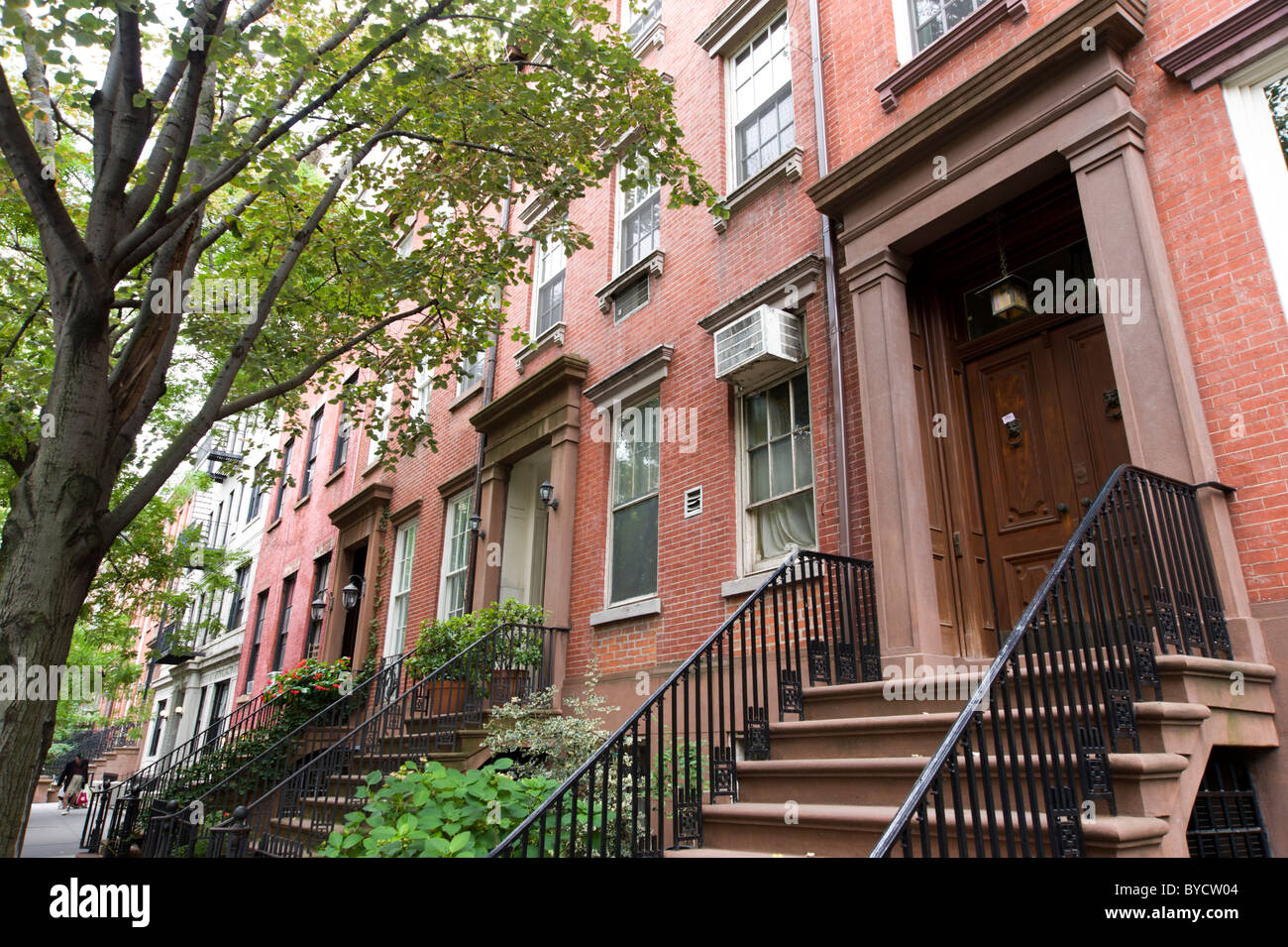 Residential street in Chelsea, New York City, USA Stock Photo