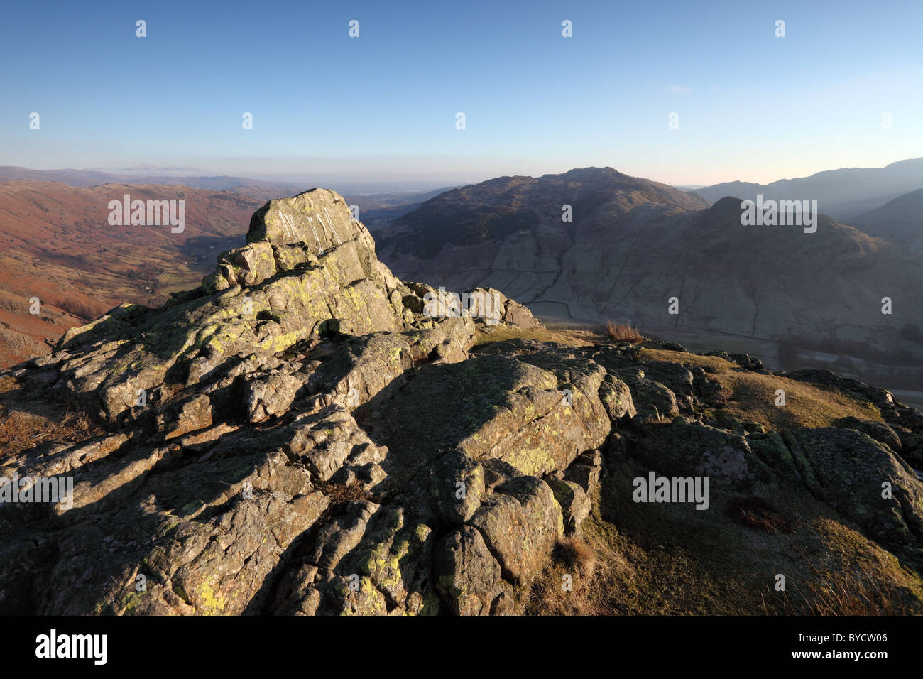 Side Pike and Lingmoor Fell Across the Great Langdale Valley From Pike Howe Lake District Cumbria UK Stock Photo
