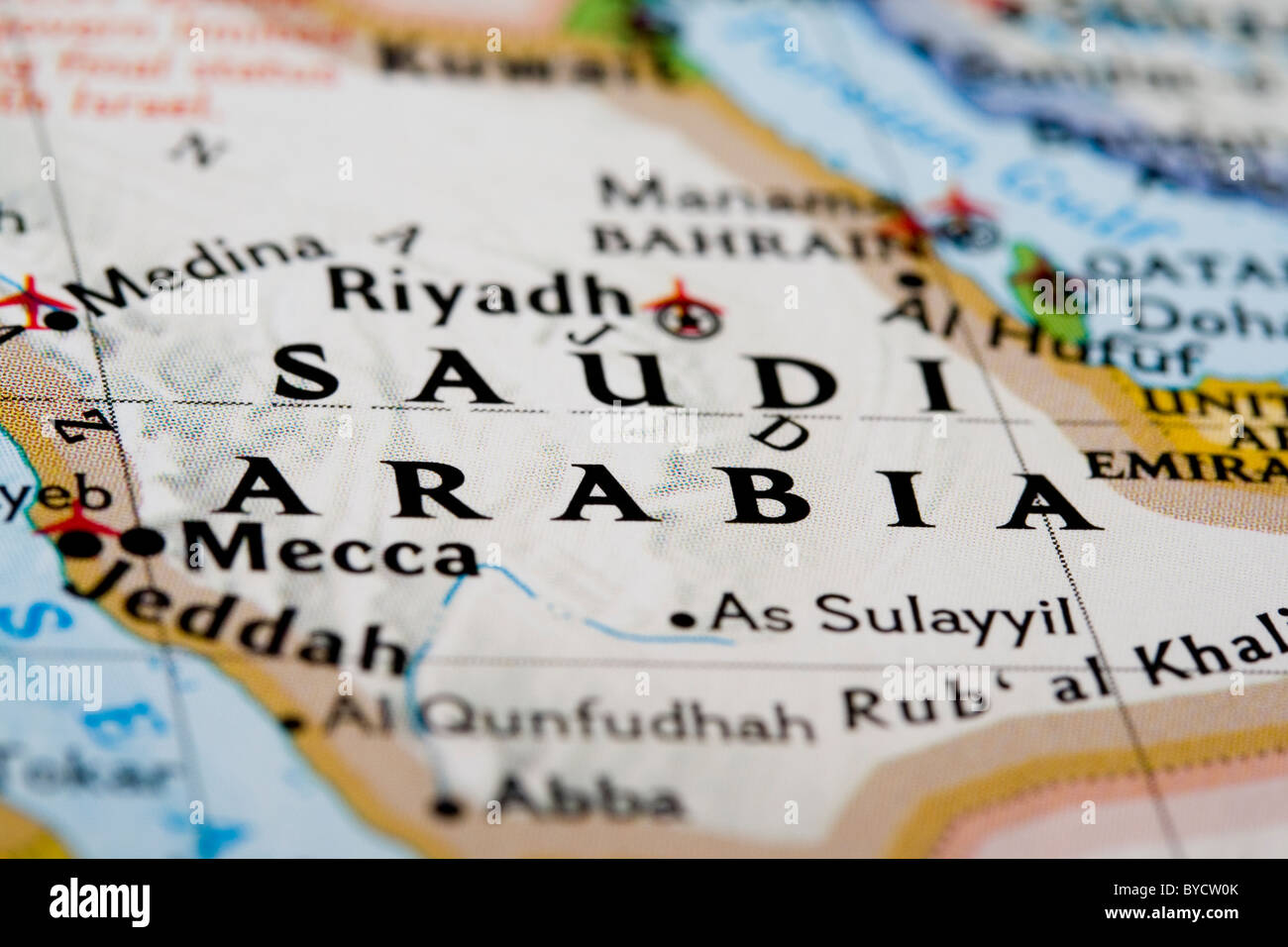 Saudi Arabia on the map. Stock Photo