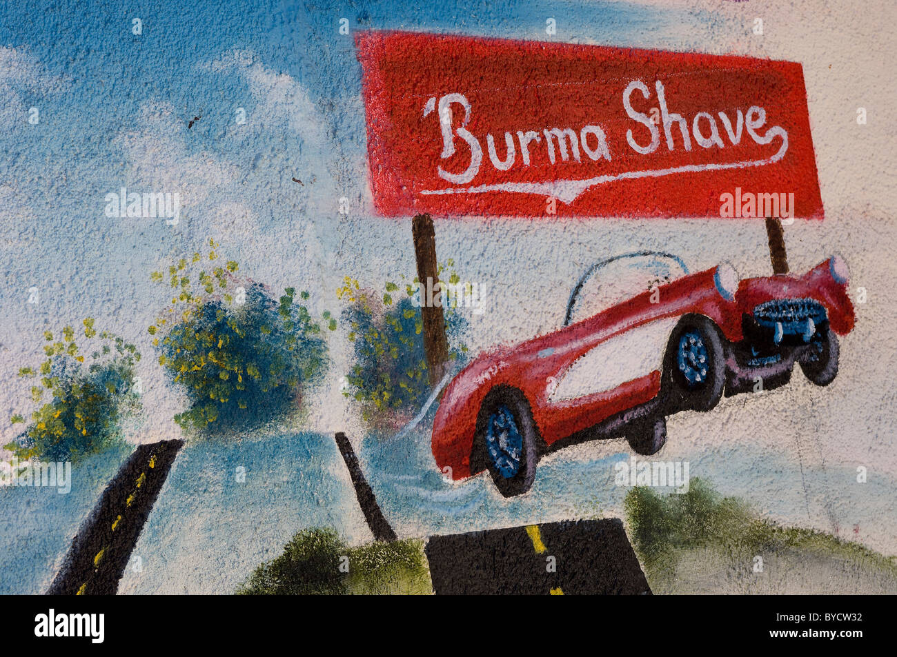 Burma Shave remembered on Route 66 Stock Photo