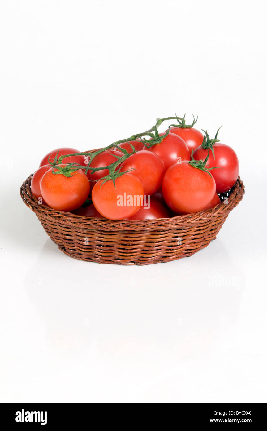 basket of tomatoes Stock Photo