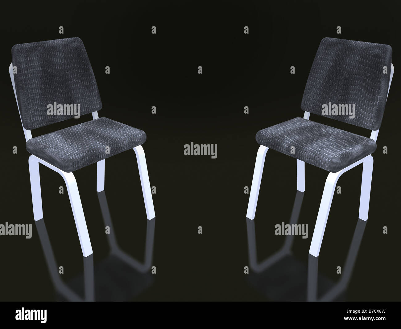Two armchairs for discussion. On a black background Stock Photo Alamy