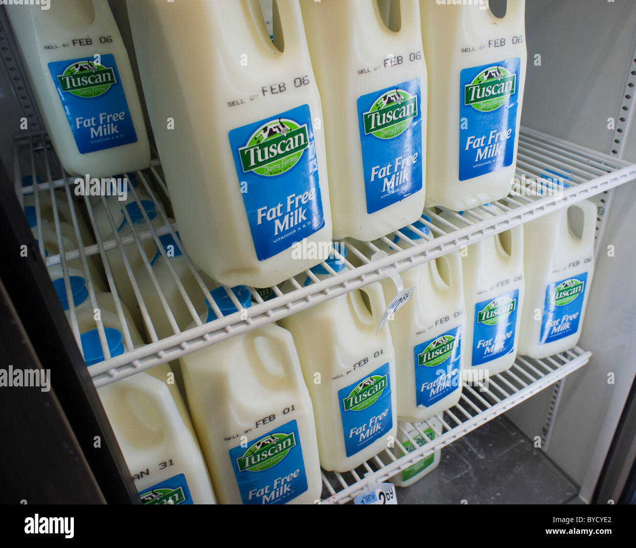 Milk on shelves supermarket in hi-res stock photography and images - Alamy