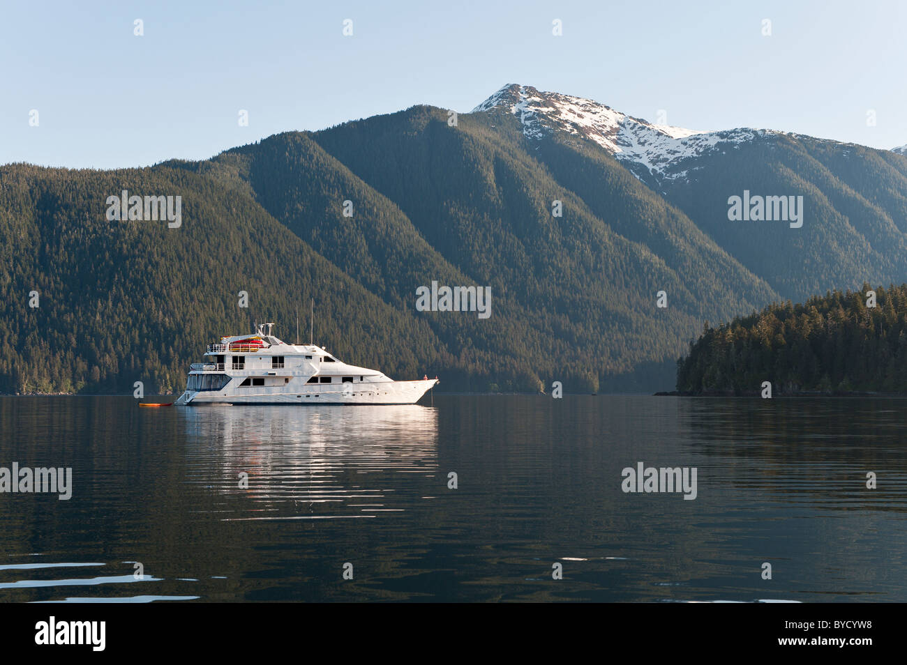 Alaska. Safari Quest anchored in Windham Bay in the Chuck River