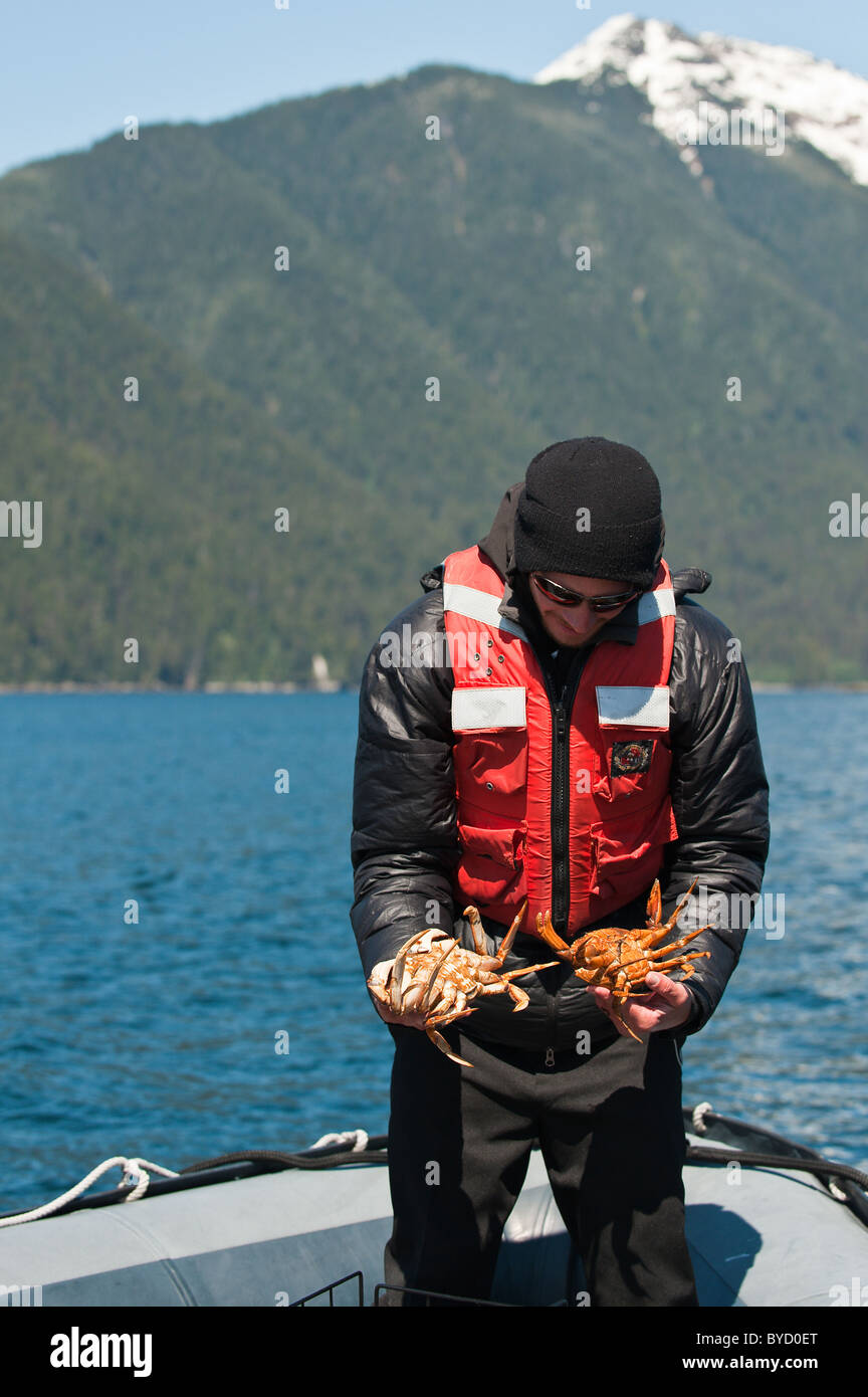 Crab fishing, Windham Bay, Chuck River Wilderness Area, Tongass National Forest, Inside Passage, Southeast Alaska. Stock Photo