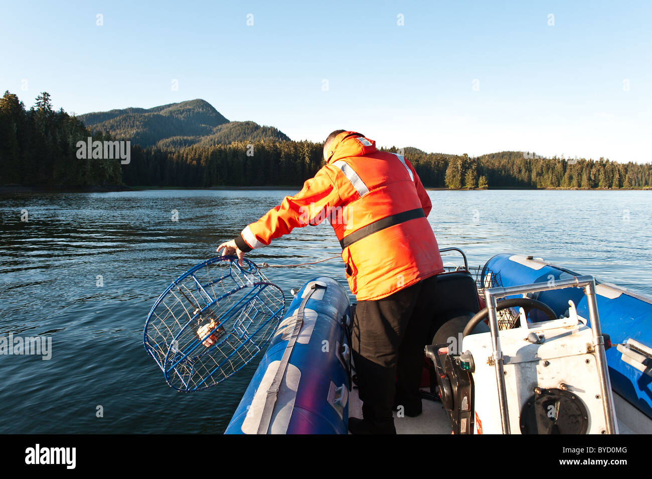 Crab fishing, Windham Bay, Chuck River Wilderness Area, Tongass National Forest, Inside Passage, Southeast Alaska. Stock Photo