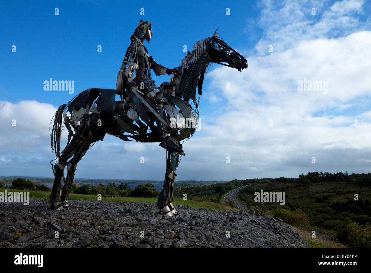 The Gaelic Chieftain, Sculptured by Maurice Hannon to Commerate The Battle of Curlew Pass,  Boyle, County Roscommon, Ireland Stock Photo