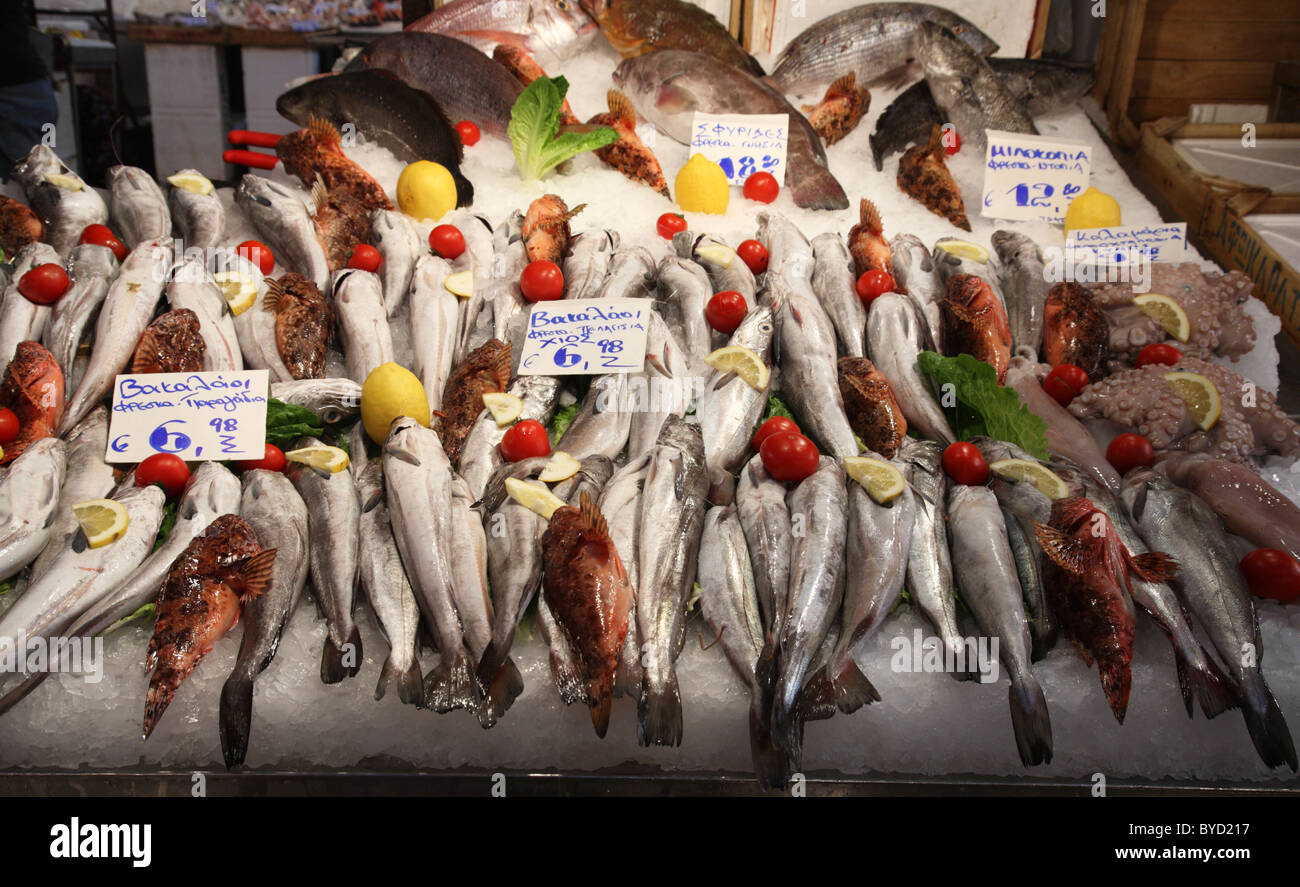 Athens central fish market hires stock photography and images Alamy