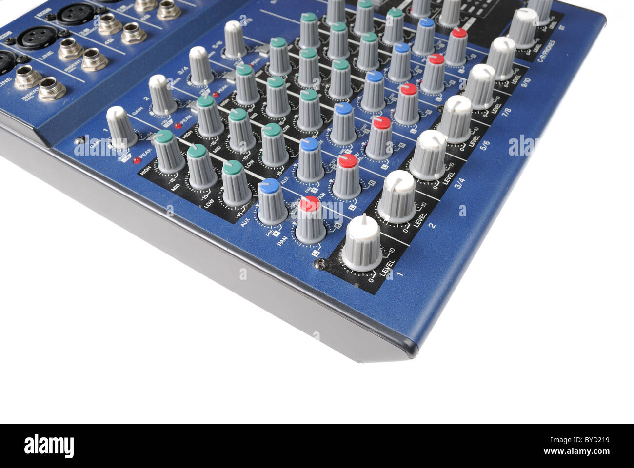 A mixing board on a preamp for amplifying audio signal Stock Photo Alamy