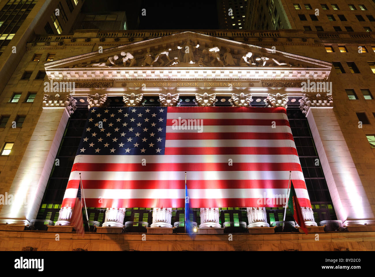 The historic New York Stock Exchange in New YOrk City. May 26, 2010. Stock Photo
