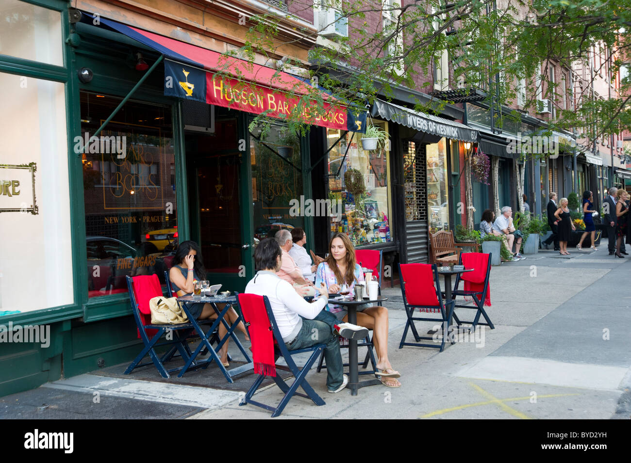 Bar and Books on Hudson Street in Greenwich Village, New York City, America, USA Stock Photo