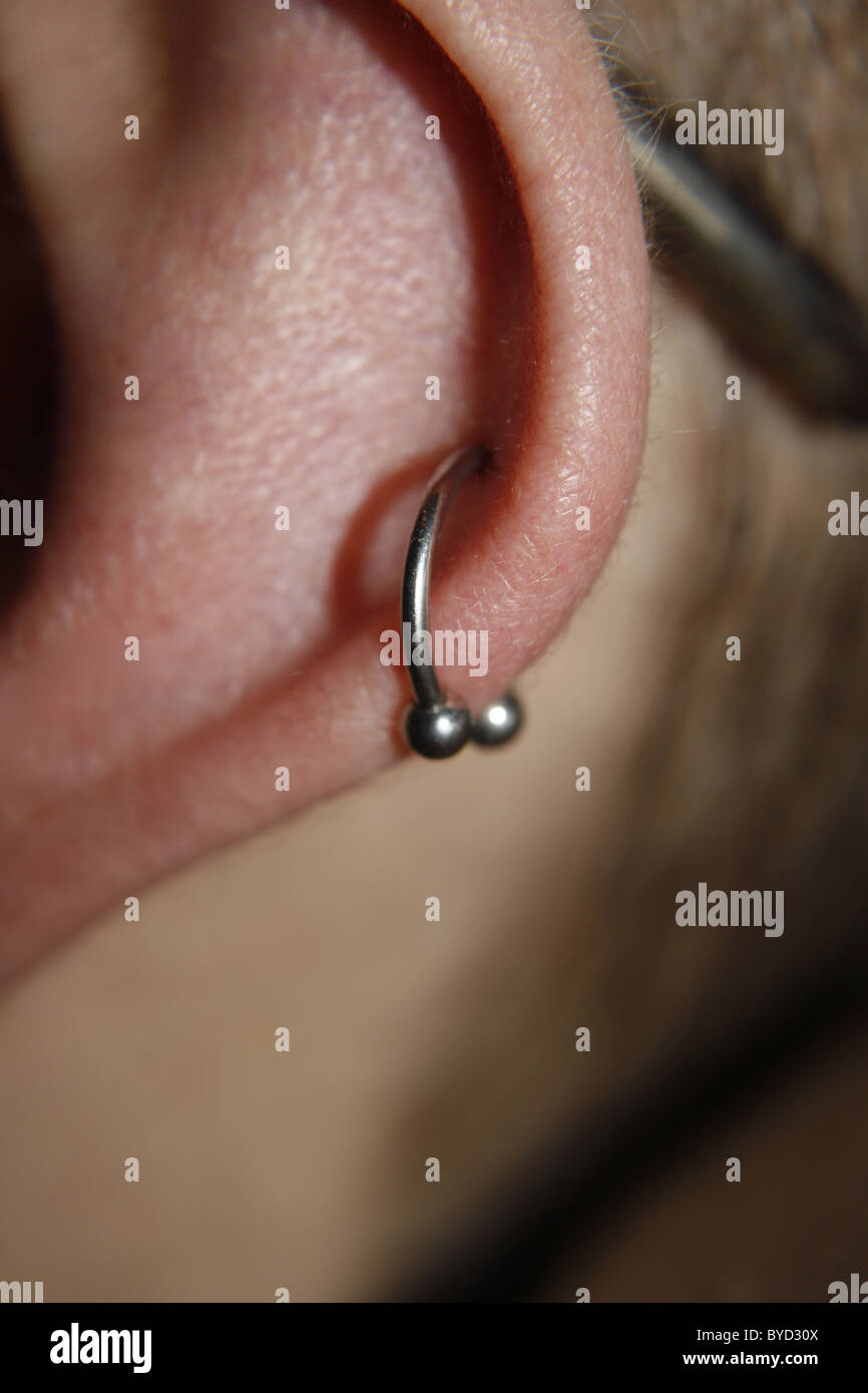 Pierced ear Stock Photo
